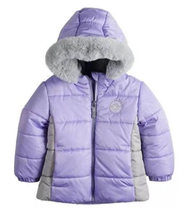 Girls Jacket Puffer Hooded Heavy Purple Winter Snow Coat ZeroXPosur- 12/18 mths - Picture 1 of 6