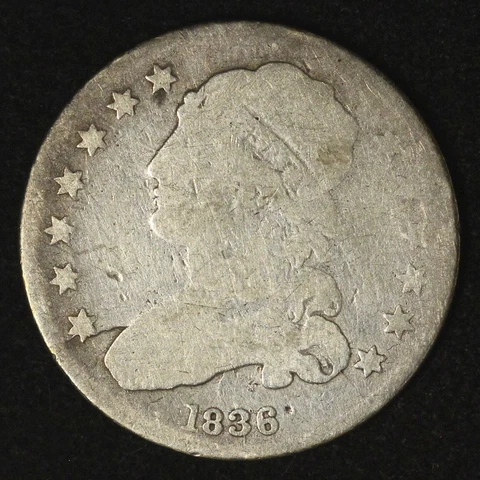 1836 25c Capped Bust Silver Quarter Dollar - Free Shipping USA Cover
