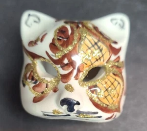Cat Trinket Box Made in Italy Gold Glitter and Brown  - Picture 1 of 7