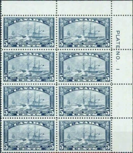CANADÁ - 1933 - PLACA ESQUINA SUPERIOR DERECHA ROYAL WILLIAM #1 BLOQUE DE 8-EN MUY BUEN ESTADO** - Imagen 1 de 1