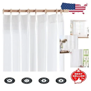 Light-Filtering 72" Off White Linen Blend Curtains with Pinch Pleats - 2 Panels - Picture 1 of 12