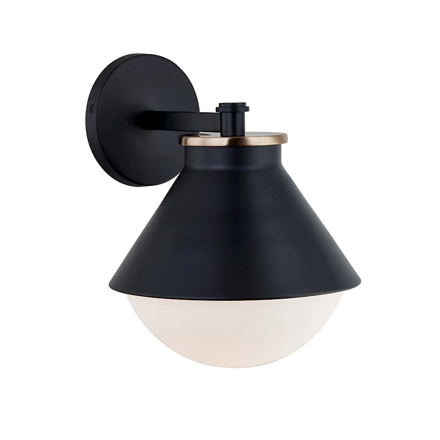 Justice Fusion Ravelle Cone 13" Out Sconce, BK/BR Ring/OP - FSN-7682W-OP-MBBR - Image 1 of 1