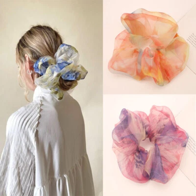 Organza Large Intestine Hair Ring Colorful Chiffon Oversized Srunchies Simple↗ - Image 1 of 4