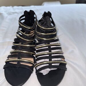 Black Gold Gladiator Sandal Shoe Size Eu 40 Size 7