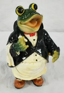 Figura di rana decorativa come cameriere, alta 5 pollici - Foto 1 di 5