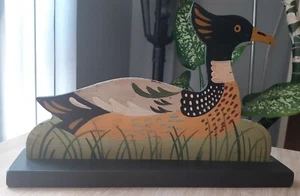Vintage Duck Figurine Hand Carved Painted Decorative - Picture 1 of 3