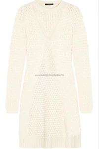 [Alexander McQueen] Wollkleid Wabenmuster Zopfmuster creme elfenbein Gr. Medium / Neu mit Etikett - Bild 1 von 5