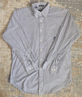 Camisa de vestir Chaps Ralph Lauren para hombre 15 32-33 azul blanco a rayas de algodón Foto 1 de 4