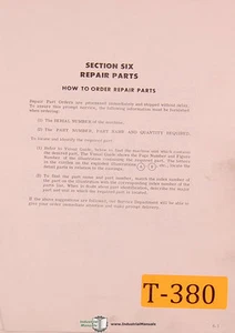 Traub Numeripoint and Manual Mill Machine, Repair Parts Manual 1975 - Picture 1 of 1