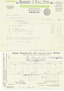 RECIBOS BELFAST ANTIGUOS {4} MUY BUENOS RECIBOS. 1945-1946. - Imagen 1 de 2