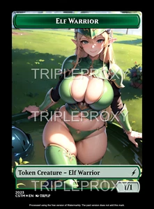 Token Custom Anime Waifu Elf Warrior 1/1 - High Quality Altered Art Custom Cards - Bild 1 von 2
