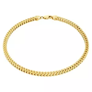 10k Yellow Gold 3mm Franco Box Square Wheat Foxtail Bracelet Chain Mens 8.5" - Picture 1 of 10