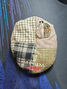 Guinness vintage Wool Newsboy cap / hat Stitched with Classic Harps ~ Patchwork - Picture 1 of 3