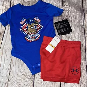 Under Armour 0-3 3-6 6-9 9-12M Peanut Freedom Baseball Fourth of July Outfit NEW - Picture 1 of 1