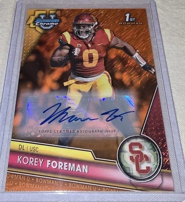 2023 Bowman UChrome 1st- Orange Shimmer Prospect Korey Foreman Auto  #190 /25 - Image 1 of 4