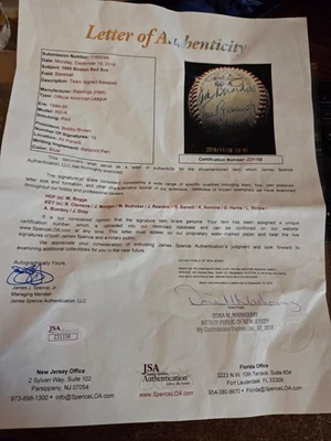 1990 BOSTON RED SOX team signed BASEBALL ~JSA loa WADE BOGGS~JOE MORGAN BOGGS+16 - Image 1 of 4