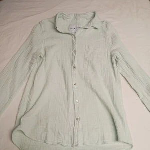 Lola River Button Up Shirt Top Womens M Teal Long Sleeved Collar Pocket Soft - Picture 1 of 11