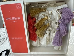 Opalhouse tassle ornament set 6 piece purple gold red white NEW 7” Long - Picture 1 of 3