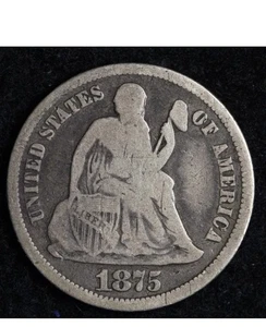 Yo10013-7 Kool Artículo 1875 Fino+DK Tono FR Decente Km#A92 Coleccionable Liberty Std H - Imagen 1 de 2