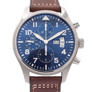 IWC Pilot Watch Chronograph Petit Prince IW377706 Blue SS Automatic Men - Foto 1 di 6