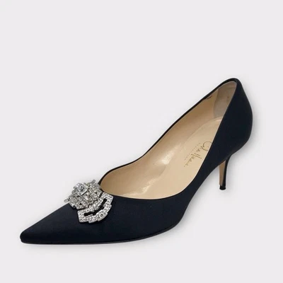 Cole Haan черный атлас каблуки кристалл акцент драгоценности насос Briann 7B с коробкой - Изображение 1 из 4