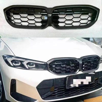 🔥 Para 2023-25 BMW Serie 3 G20 320i/330i/M340i Parrilla delantera de fibra de carbono Foto 1 de 4