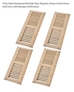 Confezione 4 Pezzi Registro Pavimento Legno Duro Rovere Rosso,Copri Ventilazione Goccia,4x12in con Ammortizzatore - Foto 1 di 10