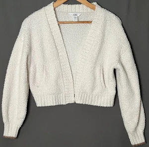 Athleta Girl Magnolia M 8-10 Sherpa Crop Plush Knit Cardigan - Picture 1 of 6