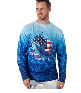 Kobalt1 Men Size S Flag Marlin Water Sport Fishing UPF Performance Shirt NWT - Picture 1 of 3
