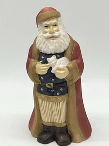 Fenton Art Glass Patriotic Santa With Cat Kitten Painted Signed USA Stars Flag - Picture 1 of 5