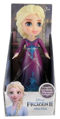 Disney Frozen II Elsa Mini Muñeca 3 Pulgadas - Figura Posable Princesa - Vestido Púrpura Foto 1 de 4