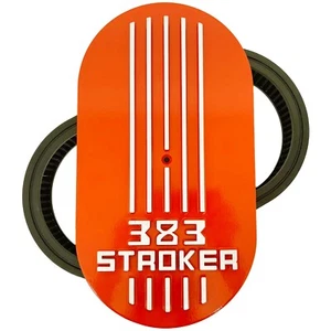 383 STROKER - 15" Oval Air Cleaner Kit -ORANGE- SBC Die-Cast Raised Logo - Ansen - Picture 1 of 2