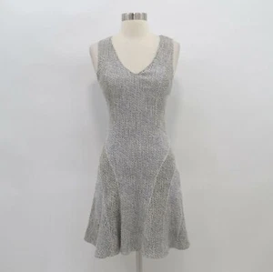 Derek Lam 10 Crosby Kleid 0 Fit & Flare V-Ausschnitt ärmellos elfenbein schwarz blau - Bild 1 von 12