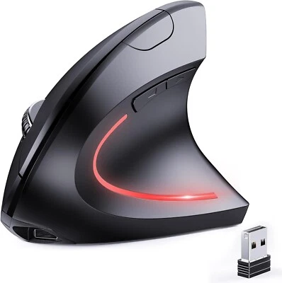 Mouse Wireless 2.4g Bluetooth (2in1) Rechargeable 1600DPI [Vertical Design]Black - Image 1 of 4