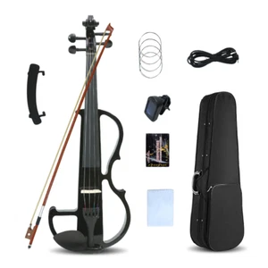 4/4 Violine Handarbeit Ebenholz Beschläge massiv Ebenholz Frogged Bogen robust stark neu - Bild 1 von 5