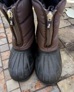 Winter Games Zip Boys Boots RALPH LAUREN POLO Winter Snow Rain Size 12 USA Brown - Picture 1 of 8