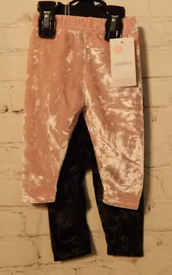 Niñas 2 Pares de Leggings/Capelli Nueva York/Rosa y Negro/12-24 Meses Foto 1 de 4