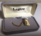 Nice Goldtone & Silvertone Tie Tack Golf Clubs In Bag W/Gift Box