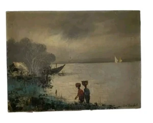 Antique Oil Painting Signed By Artist, 18x24 Impasto Landscape On Canvas - Picture 1 of 19