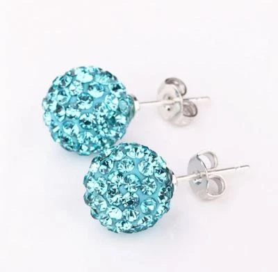 Shamballa Ohrstecker türkis Ohrringe Ohrschmuck Schmuck Silber Zirkonia Geschenk - Bild 1 von 4