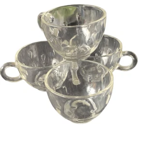 Vintage Hazel Atlas Set Lot of 4 Teardrop Clear Glass Mid Century Tea Cup - Picture 1 of 11