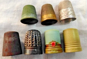 OLD 7 THIMBLES FOR SEWING NEEDLES - Picture 1 of 17