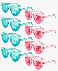 NUEVOS 8 Piezas Género Revelación Plástico Rosa/Azul Equipo Niño Equipo Chica Favor GAFAS - Imagen 1 de 5