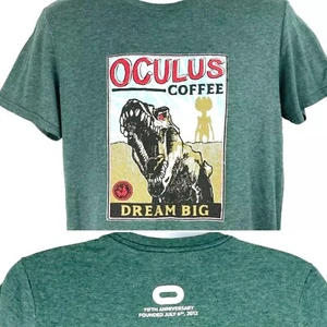 Camiseta Oculus Coffee T-Rex Dream Big Para Hombre Talla Mediana Rojo Gallo 5to Aniversario - Imagen 1 de 5