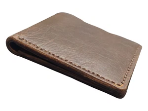 Handmade cowhide Leather Men's Bifold Center Flap Wallet | Men's Money Clip - Picture 1 of 8
