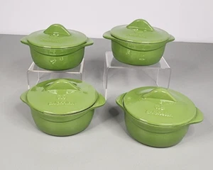 Juego de 4 mini macetas con tapa de hierro para gato esmaltado Calphalon verde personales individuales - Imagen 1 de 13