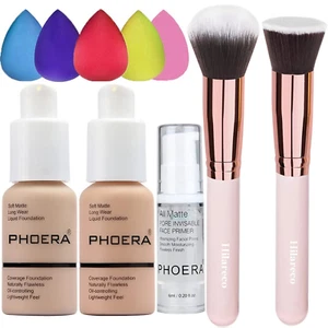 PHOERA Foundation 102 and 103 & Face Primer,Liquid Full Coverage Foundation S... - Picture 1 of 1