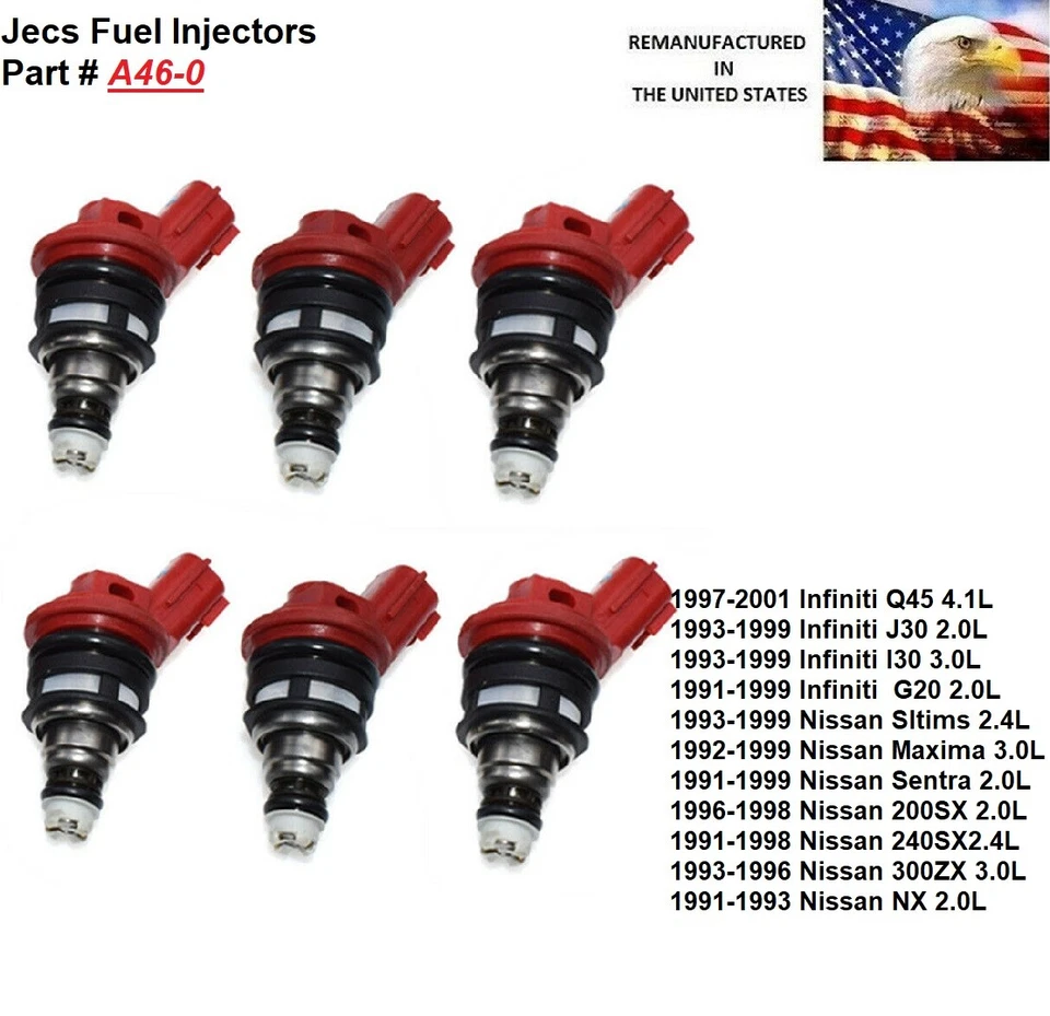Conjunto de 6 injetores de combustível genuínos Jecs para Nissan 240 SX 300ZX Q45  - Imagem 1 de 1