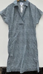 Akris Punto Dress 4 Blue Leopard Midi Shirtdress Short Sleeve A Line - Picture 1 of 4