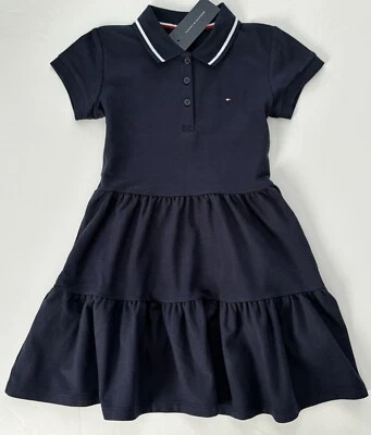 NWT, Girls Tommy Hilfiger Short Sleeved Navy Mesh Dress. Size M(8-10). Eur 140 - Image 1 of 2